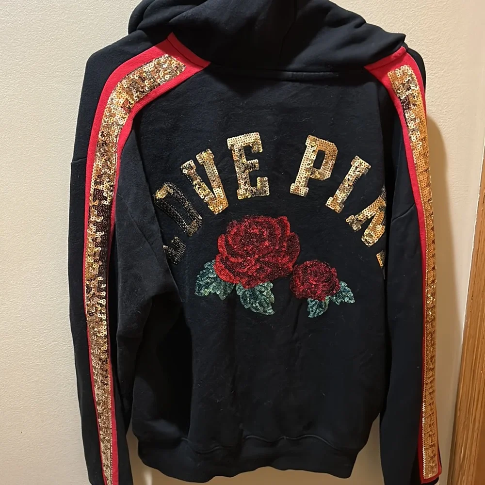 Pink  Victoria Secret Roses Bling Hoodie - Picture 2 of 5
